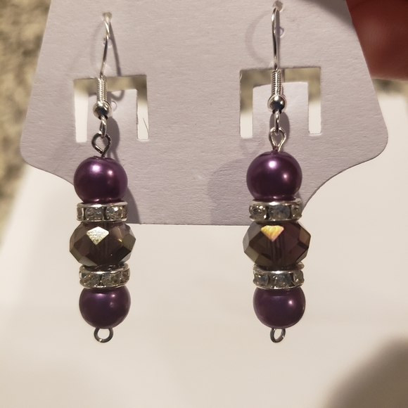 Purple pearls with crystals - Picture 2 of 4